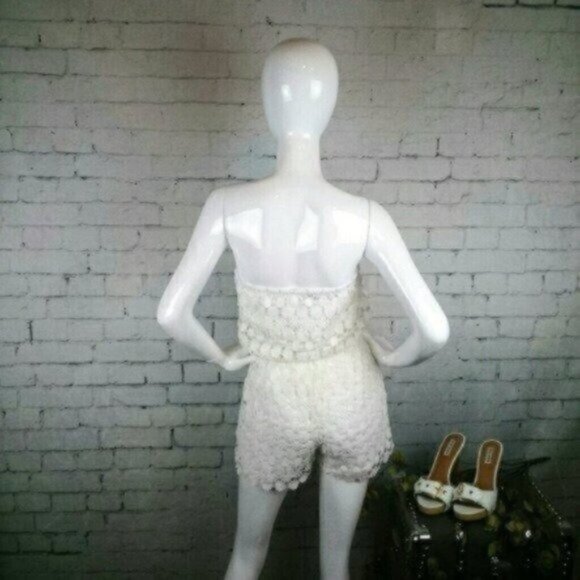 Ack Boho Festival Lace Strapless Cover-up Romper White Sizes Small And Medium - Picture 3 of 6